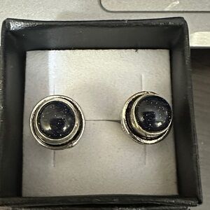 Silver and Black Stud Earrings